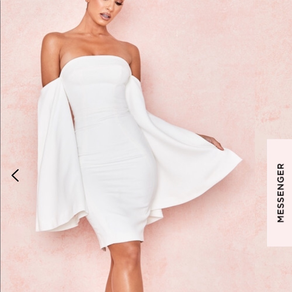 Rhea White off the shoulder long sleeve dress NWT